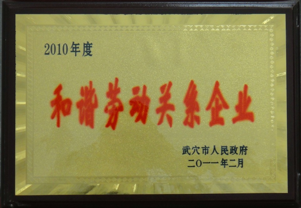 2010年度和諧勞動關(guān)系企業(yè)（黃岡亞東）