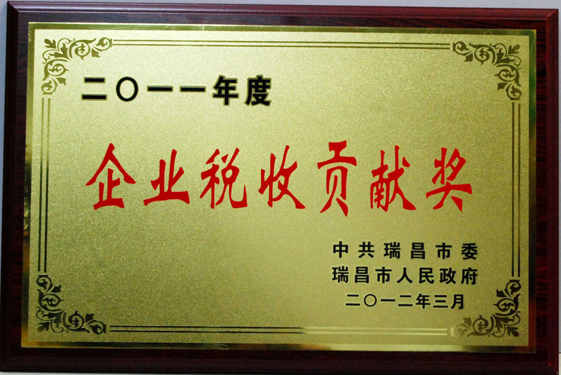 企業(yè)稅收貢獻(xiàn)獎(jiǎng)（江西亞東）