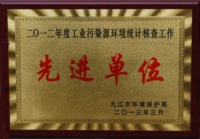 工業(yè)污染環(huán)境統(tǒng)計核查工作先進(jìn)單位（江西亞東）