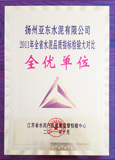 全省水泥品質(zhì)指標(biāo)檢驗(yàn)大對(duì)比物理全優(yōu)單位（揚(yáng)州亞東）