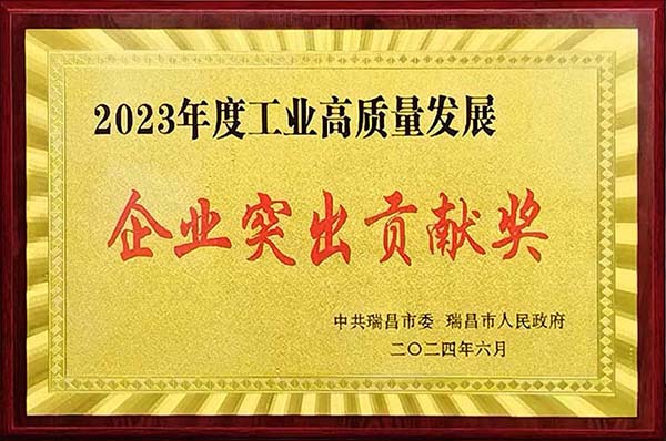 2024年6月24日，瑞昌市召開(kāi)2023年度全市綜合考核總結(jié)暨通報(bào)表?yè)P(yáng)大會(huì)，江西亞?wèn)|獲頒“2023年度工業(yè)高質(zhì)量發(fā)展企業(yè)突出貢獻(xiàn)獎(jiǎng)”。